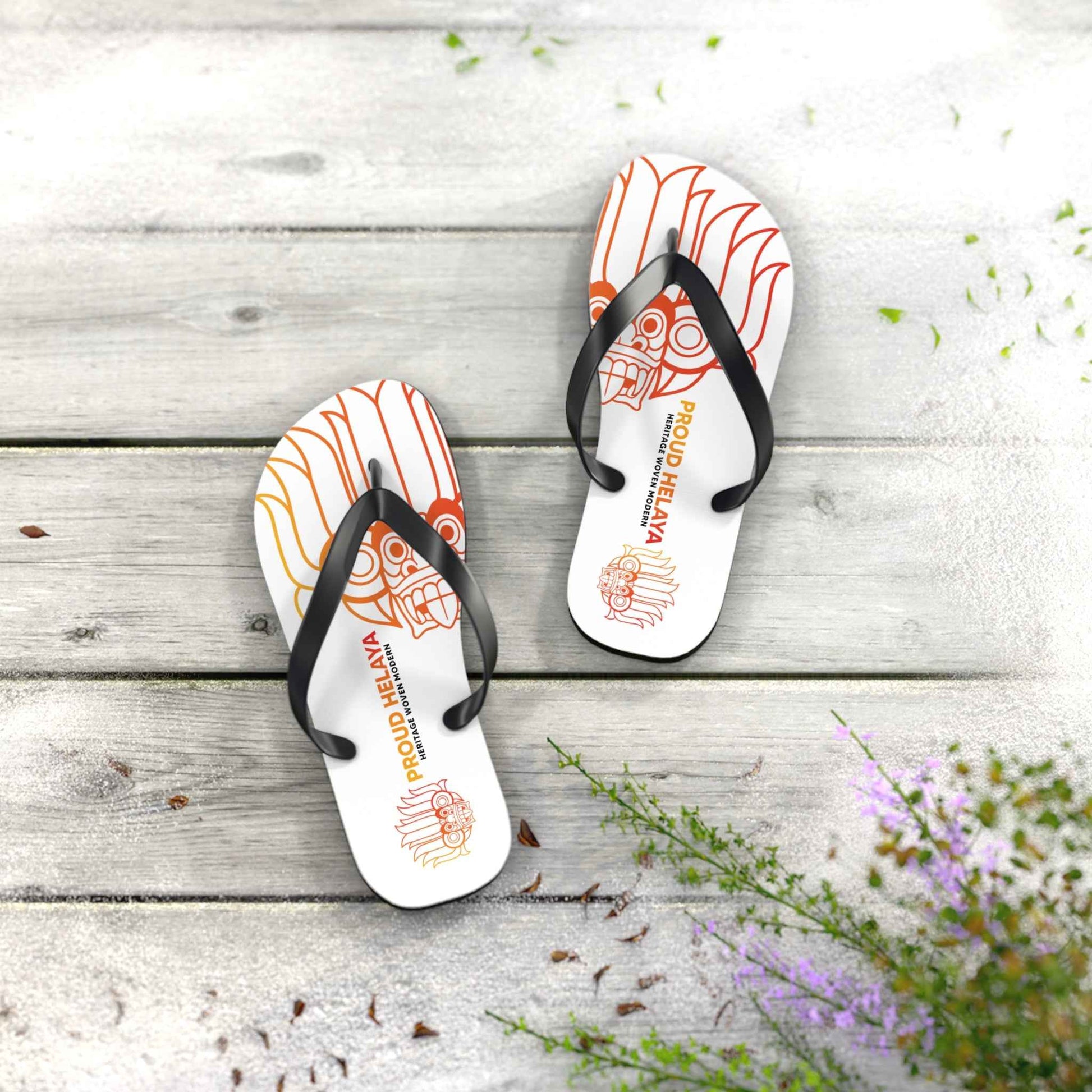 Proud Helaya Vibrant Graphic Flip Flops